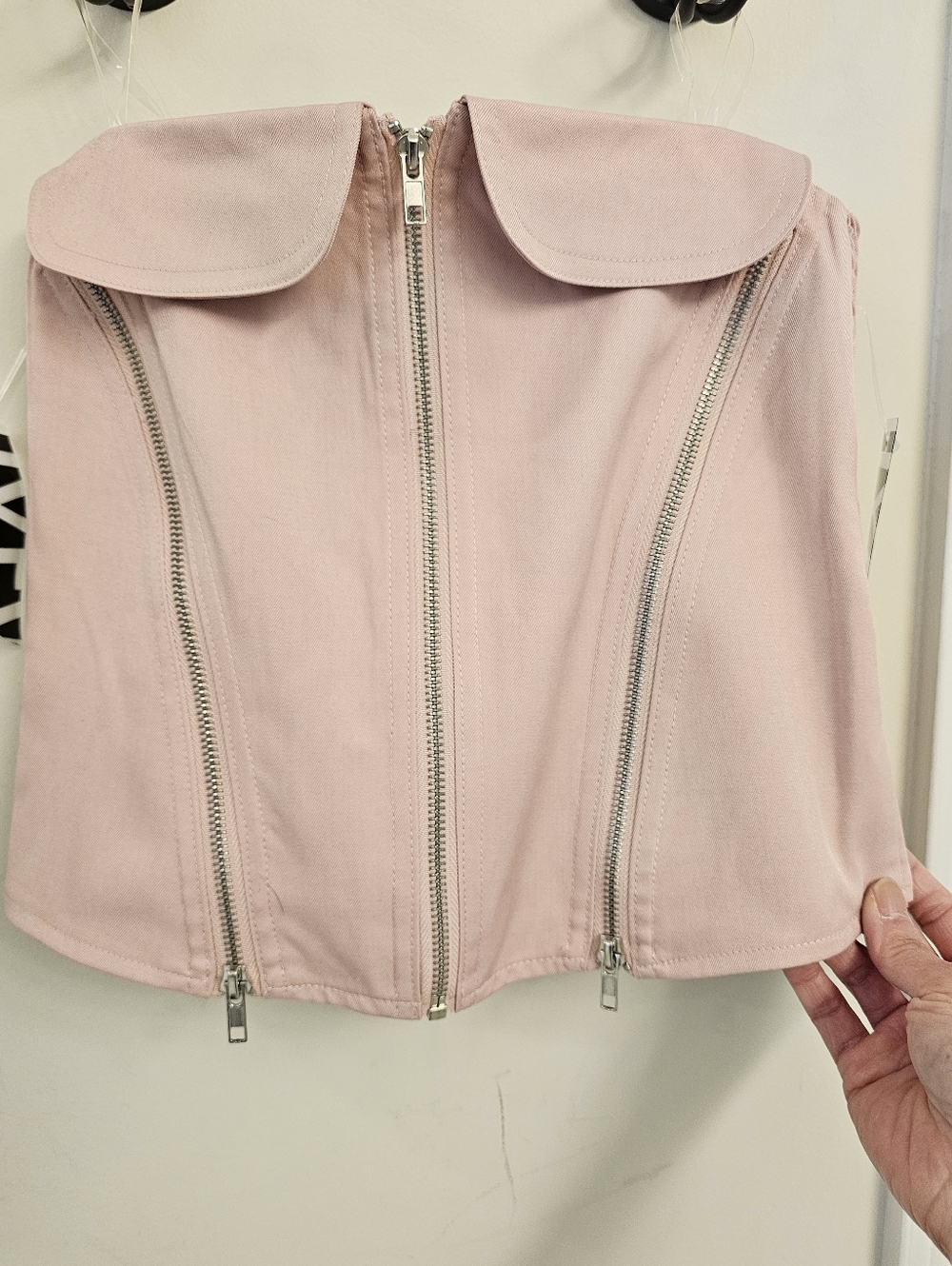 HYFVE Soft Pink Zip-Front Tube Top SZ XS